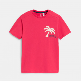 Розова тениска с послание и палма
