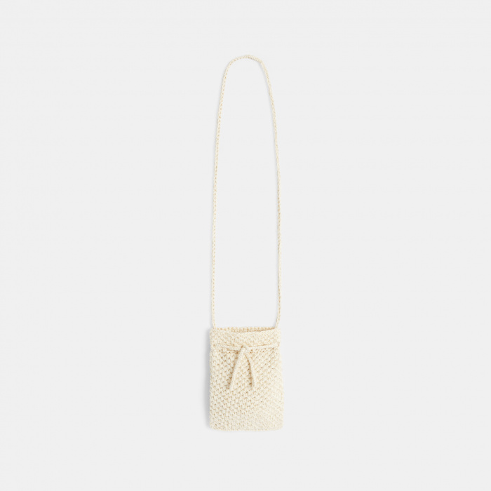Плетена чанта в цвят екрю, плетена на една кука