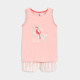 Пастелно розова къса пижама с мотиви на птици