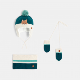 Комплект плетена шапка, снуд и ръкавици