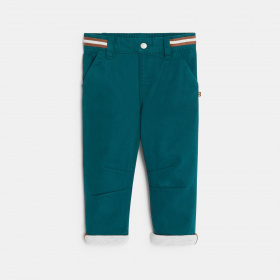 Зелен памучен панталон с ластик на талията