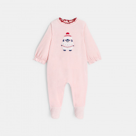 Розова кадифен пижама с пингвин