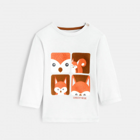 Бяла zoom тениска с животни