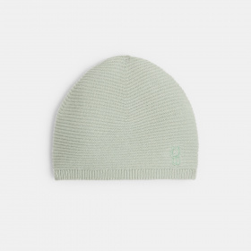 Зелена рипсена плетена шапка