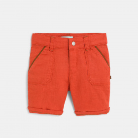Оранжеви памучни панталонки с ленен ефект