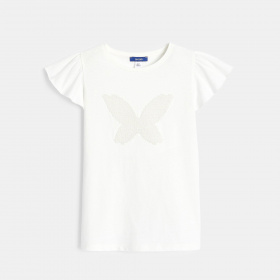 Бяла тениска с пеперуда