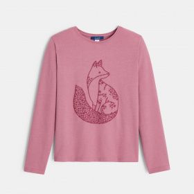 Розова тениска с щампа на лисица