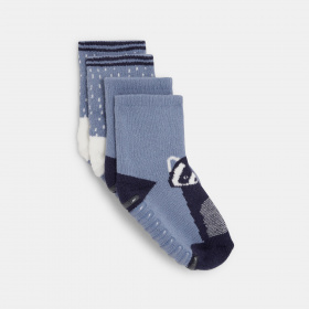 Сини неплъзгащи се чорапи с животни (комплект от 2 бр.)