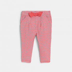 Розов панталон с ластик на талията с графичен принт