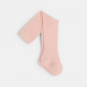 Памучен рипсен чорапогащник с блестящ розов конец