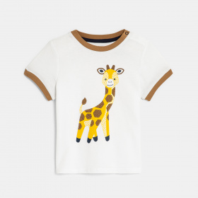 Бяла сензорна тениска с жираф