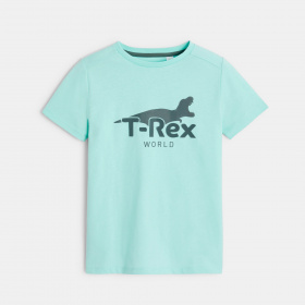 Синя тениска с щампа на динозавър