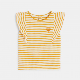 Елегантна тениска с волани и жълти райета