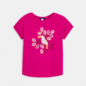 Розова тениска с щампа на тукан