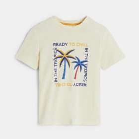 Тениска с къс ръкав и шарка на палма