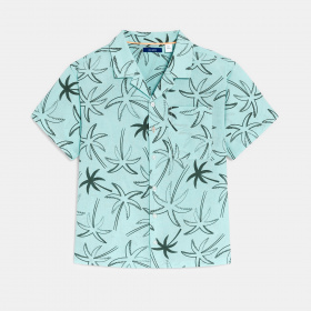 Зелена хавайска риза с шампа на палми