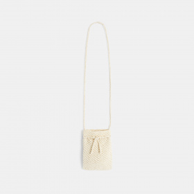 Плетена чанта в цвят екрю, плетена на една кука