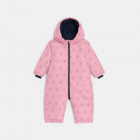 Розов снежен гащеризон със заек