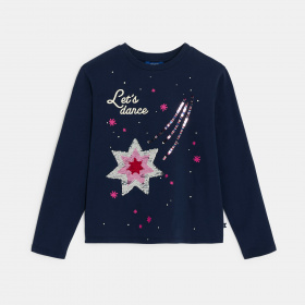 Синя тениска с пайети