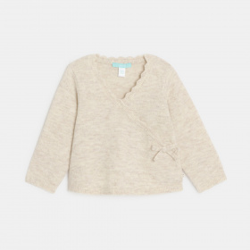 Бежова плетена жилетка