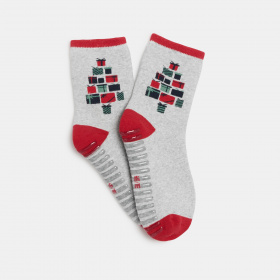 Сиви неплъзгащи се чорапи