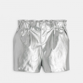 Сребърни къси панталони с висока талия