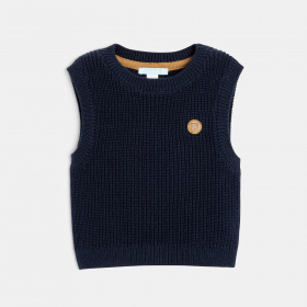 Тъмносин пуловер без ръкави