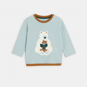 Синя тениска с дълъг ръкав и мотив на мече