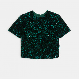 Зелена блуза с пайети