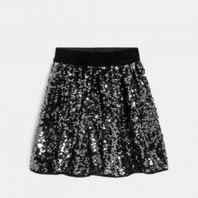 Сребърна пола с пайети