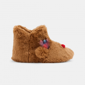 Кафяви кадифени пантофи с елени