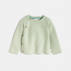 Зелен плетен пуловер