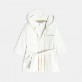 Бял хавлиен халат с качулка