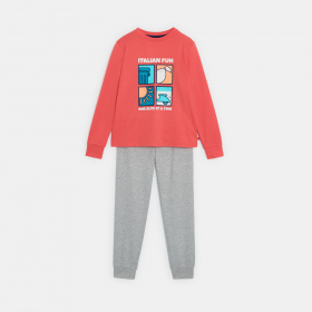 Дълга червена илюстрована пижама