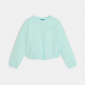 Зелен суитшърт с набран подгъв