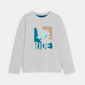 Сива къса тениска с дълъг ръкав