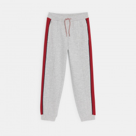 Сиви спортни панталони с контрастни ленти