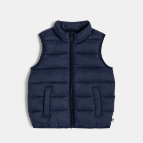 Синьо пухено яке без ръкави