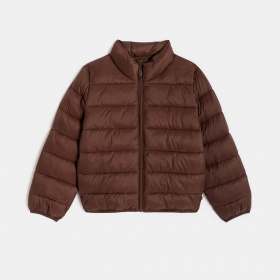 Кафяво пухено яке с висока яка