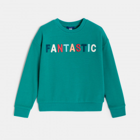 Зелен суитшърт с бродиран надпис