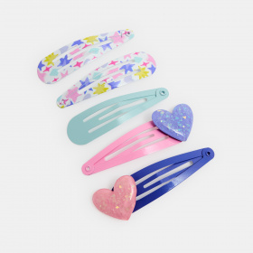 Многоцветни фиби за коса със сърце