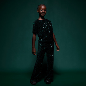 Зелени панталони с пайети