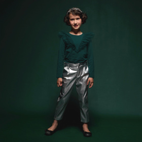 Сребристи панталони с висока талия