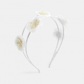 Бяла флорална лента за глава
