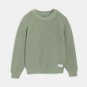 Едноцветен зелен пуловер