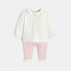 Розов комплект с флорален принт