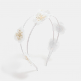 Бяла флорална лента за глава
