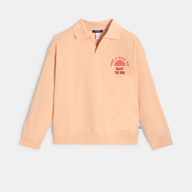 Оранжев суитшърт с поло яка