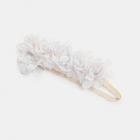 Бяла лента за глава с цветя