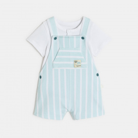 Светлосин гащеризон и бяло боди